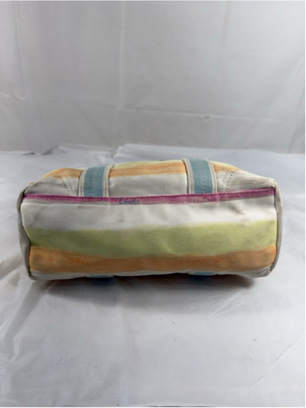 Vintage Coach Hamptons Y2K Watercolor Pastel Stripes Tote - Picture 7 of 16